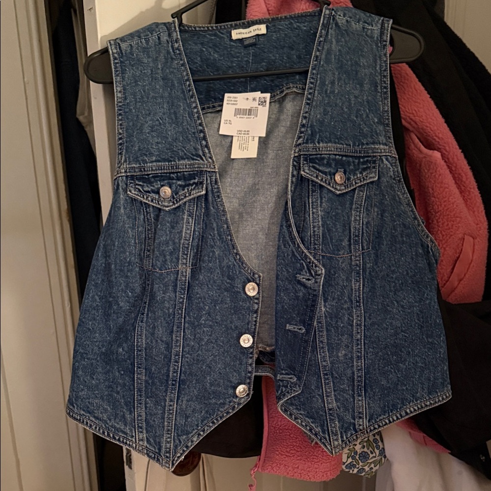 American Eagle Outfitters Blue Denim Vest Tank Top